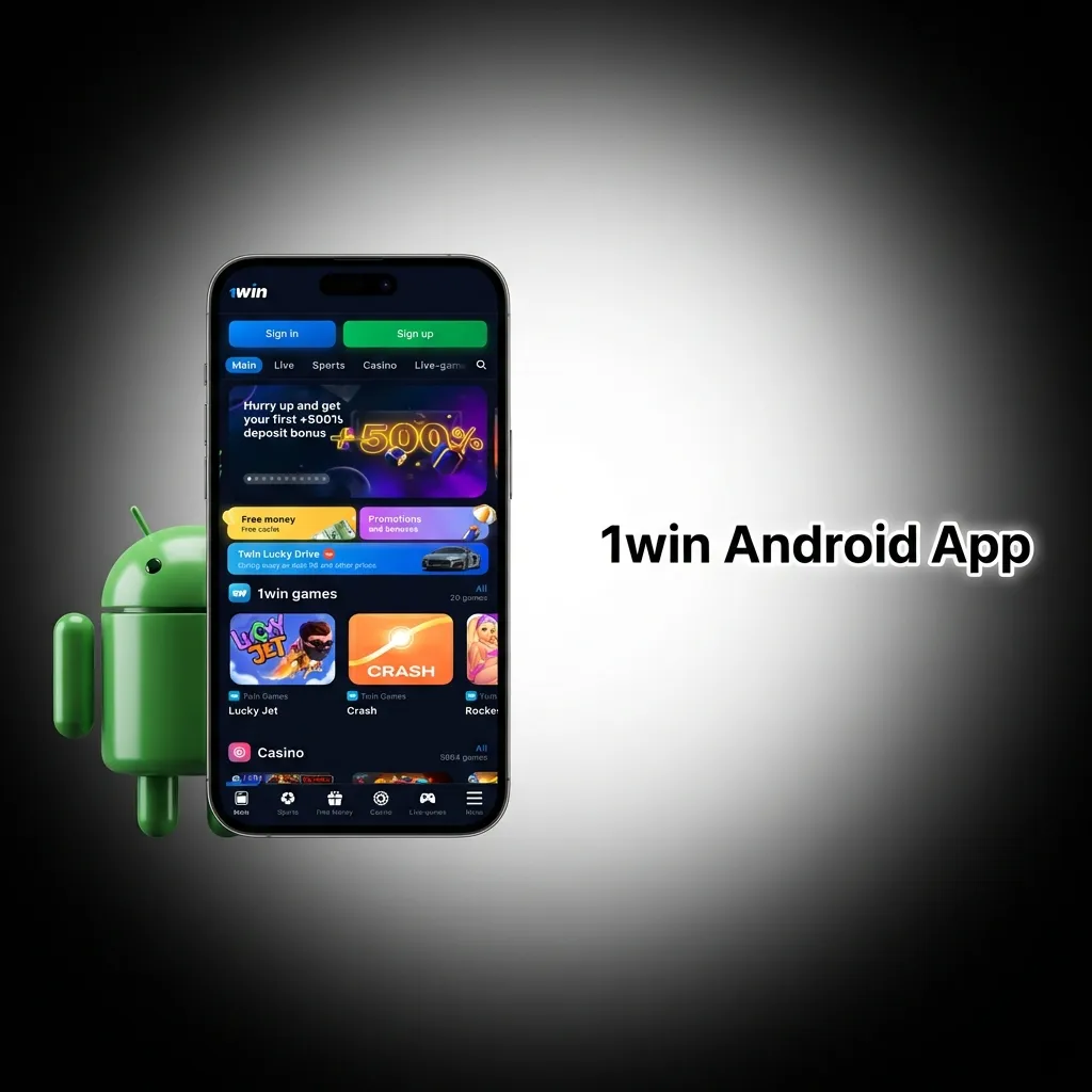 1win Android app icon showing mobile betting and casino games interface on smartphone screen