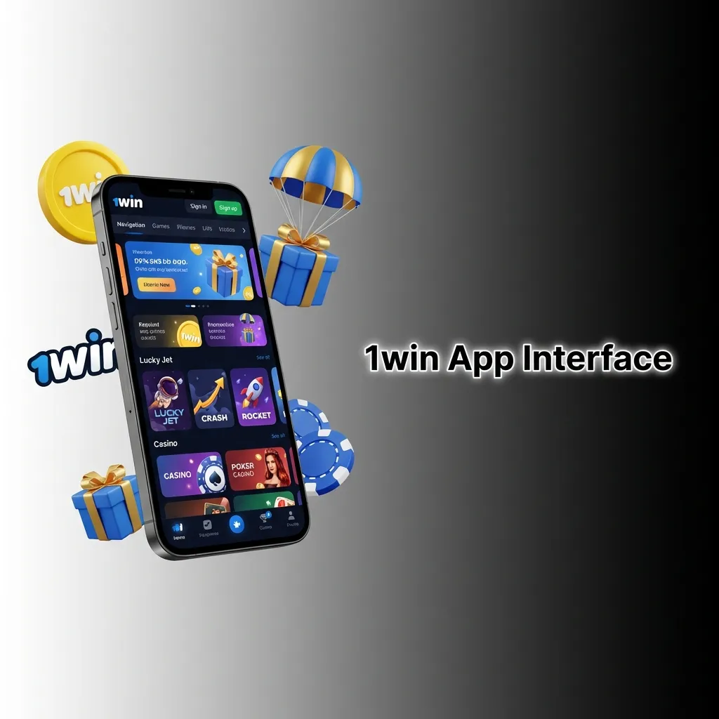 1win mobile app showing sports betting and casino sections with bottom navigation bar and account balance display