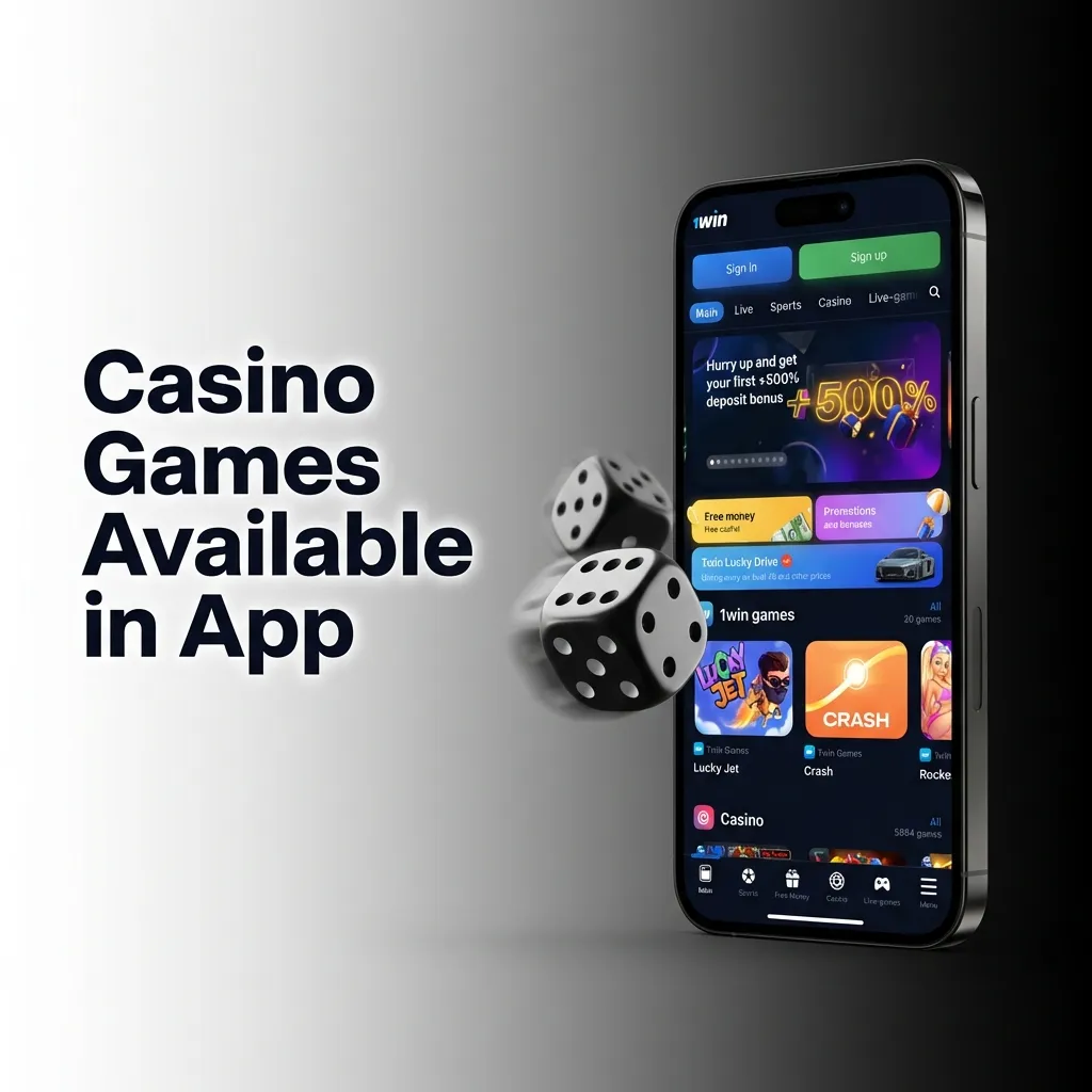 1win casino app interface displaying popular slots, table games, and live dealer options from top gaming providers