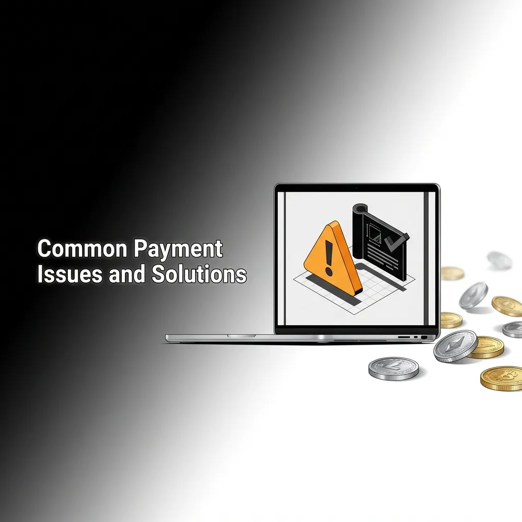 Troubleshooting guide showing common payment problems like delayed deposits, rejected withdrawals, and stuck transactions.