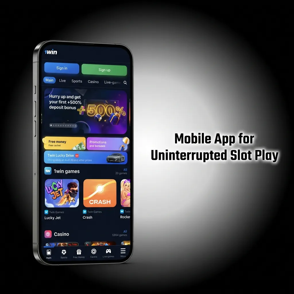 Mobile app interface showing slot game library with navigation menu and game selection options on smartphone screen
