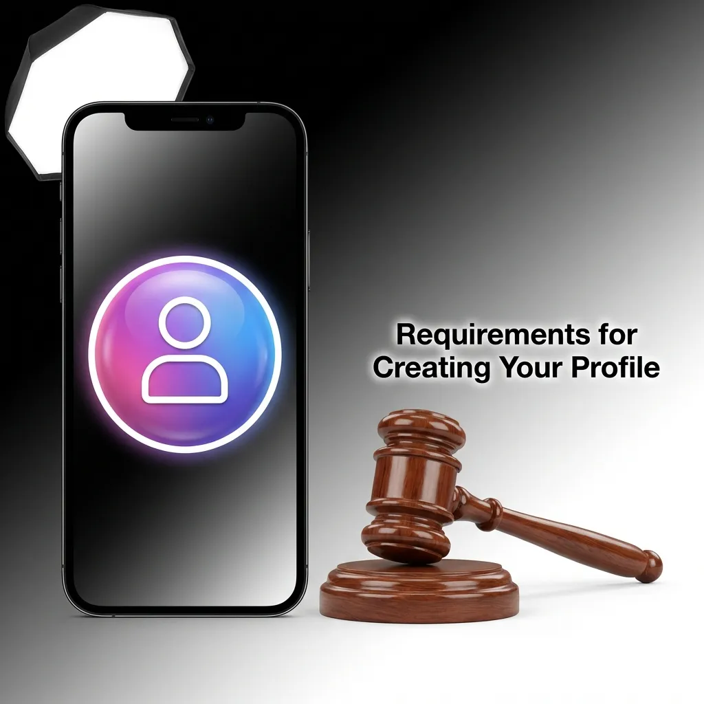 Registration requirements page showing age restrictions, account limits, and terms for platform profile creation