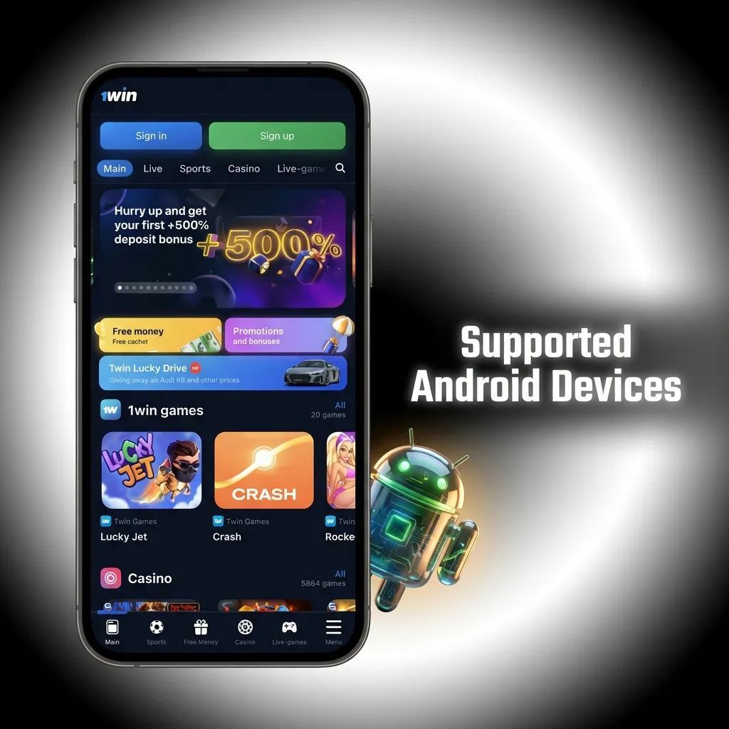 List of Android smartphones compatible with 1win PWA including Samsung, Xiaomi, OnePlus, and Google Pixel models