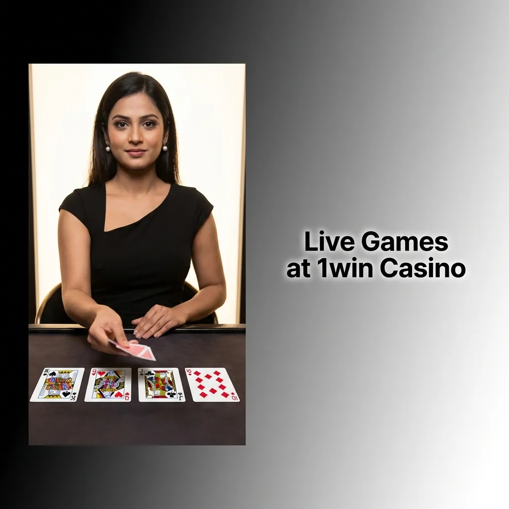Live dealer casino games including roulette, blackjack, baccarat, poker, and TV shows at 1win Casino with real-time streaming
