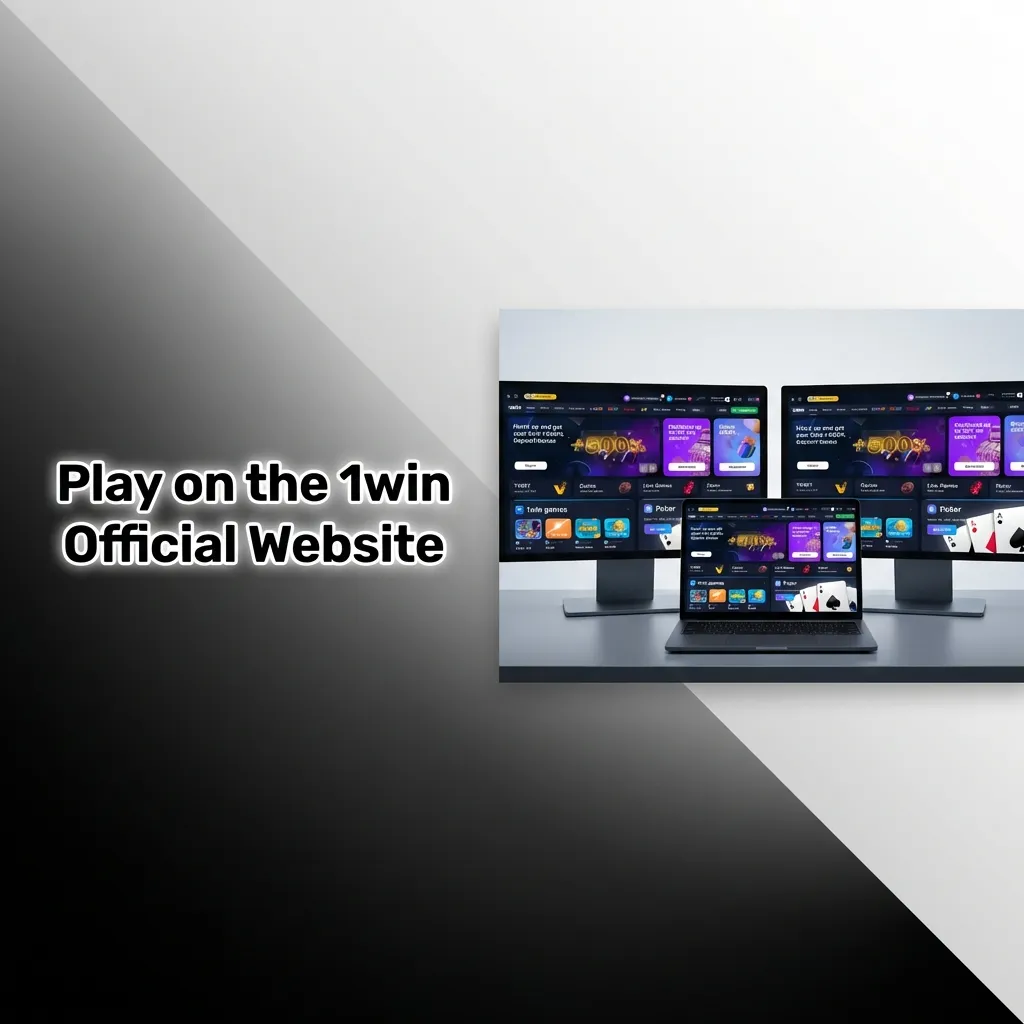 1win official website interface showing betting options, casino games, and account access on multiple devices