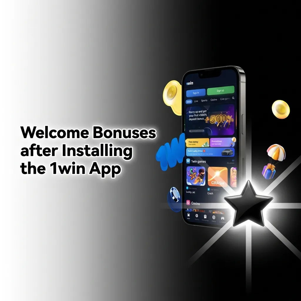 1win app welcome bonuses showing four deposit tiers from 130% to 170%, plus sports betting and casino promotions